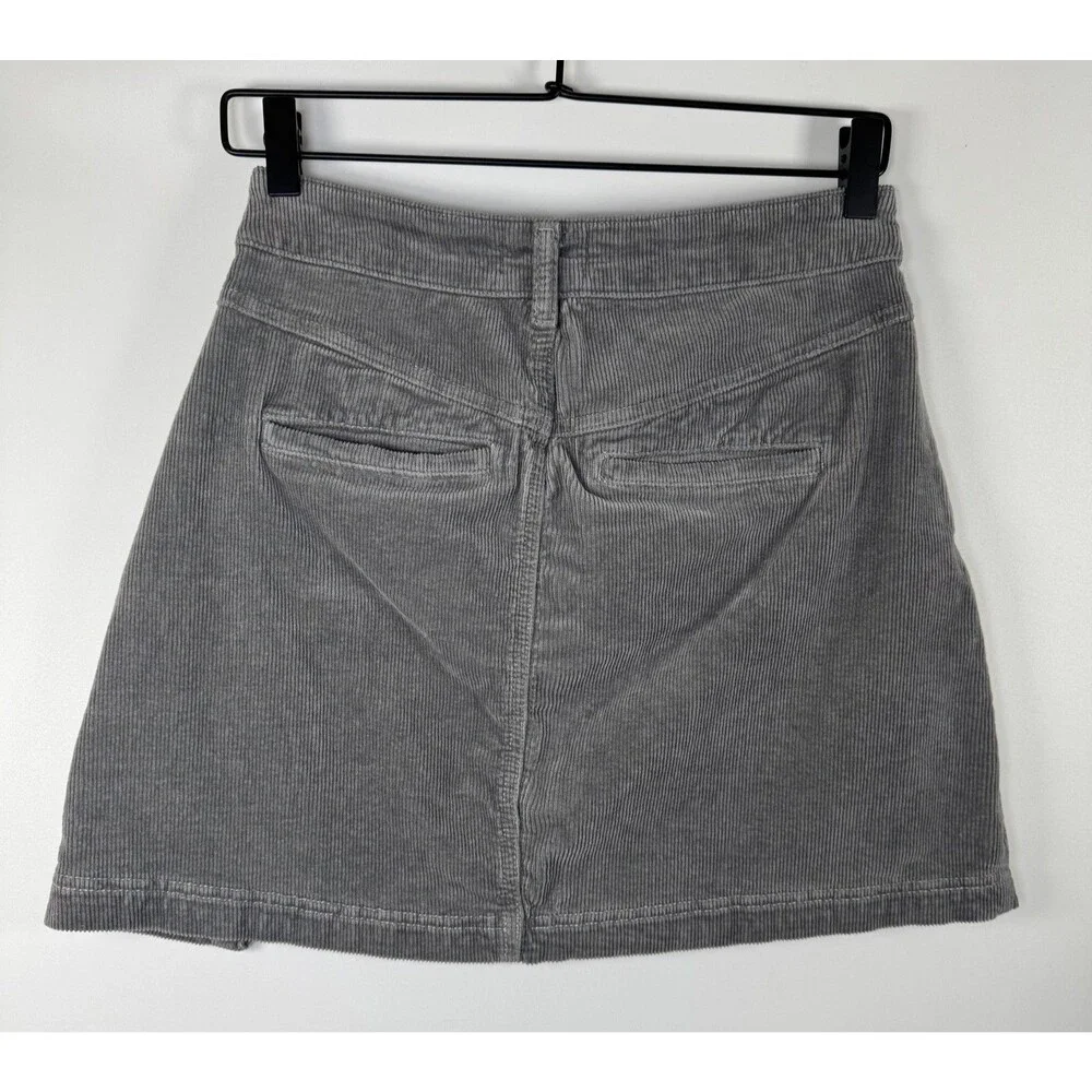 Pilcro Anthropologie Corduroy Mini Skirt Size 4 Gray Cotton‎ Modal Blend Fall